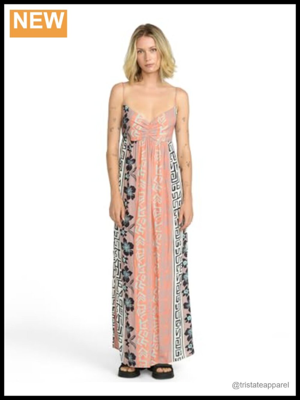 Viscose Gauze Maxi Dress Strappy Back Waist Tie Summer Casual